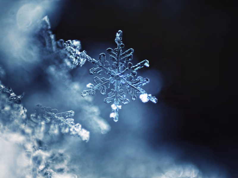 An individual snowflake representing below-freezing temperatures that can lead to frozen pipes in a Charlottesville, VA home.